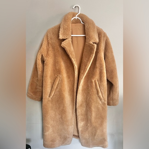 Not Authentic Alo Yoga Oversized Sherpa Trench Coat In Camel Teddy Jacket Sz XS - Picture 4 of 7